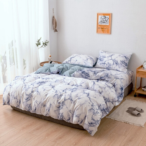 Luxurious Marble Bedding, Microfiber Polyester - Ultra Soft Feel, Maximum Comfort - Elegant White Marble Pattern for US-Queen Size Beds, 3Pcs/Set 2