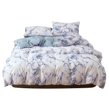 Polyester Fiber Bedding, Not Easy to Fade or Shrink 3Pcs/Set White Marble Pattern for Guest Room