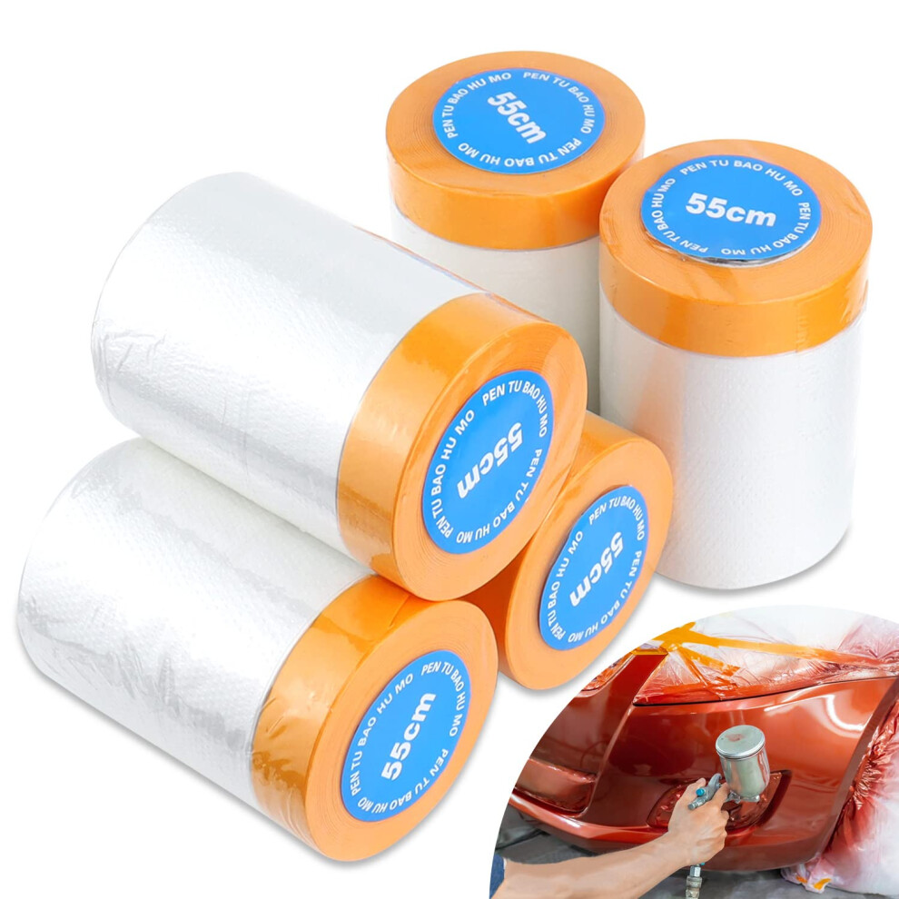 Automotive Painters Masking Plastic Sheeting Roll, Lightweight & Tear-Resistant, Pre-Taped Masking Film for Household, House Construction, Car Furnit