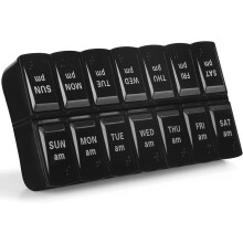 Organizador semanal de pastillas, compartimentos de gran capacidad para mañana y noche para las necesidades diarias, portátil y ligero, cierre a