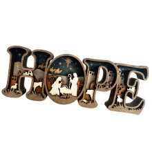 Handcrafted Religious Nativity Scene and HOPE-Without lights