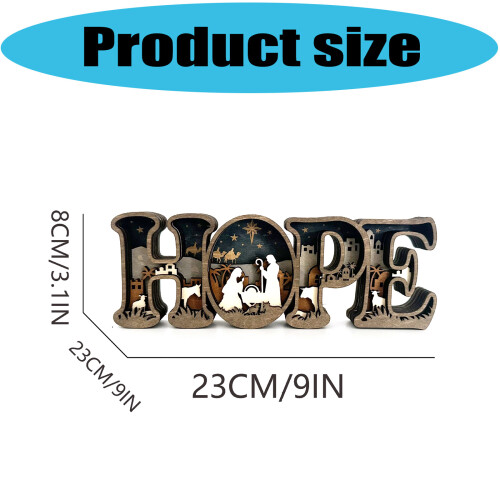Handcrafted Religious Nativity Scene and HOPE-Without lights 2