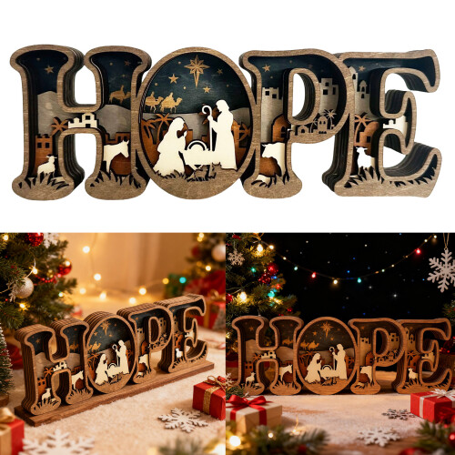 Handcrafted Religious Nativity Scene and HOPE-Without lights 1