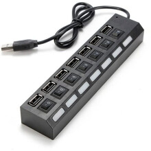 7-Port-USB-2.0-Hub mit unabhängigen Schaltern, sicherer und zuverlässiger Plug-and-Play-Adapter für schnelle Datenübertragung, universelle