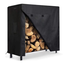 Black 210D Oxford Cloth 8ft Waterproof Firewood Log Storage Rack Cover Outdoor Wood Store Model A 250x65x110 cm