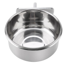Stainless Steel Bird Cage Feeder Parrot Food And Water Bowl With Clamp Size M For Small Animals