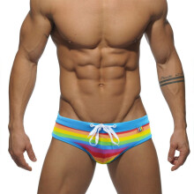 Men's Striped Swim Briefs QuickDry Training Swim Trunks Swim Shorts Beach Shorts LowRise Drawstring Waist M Blue
