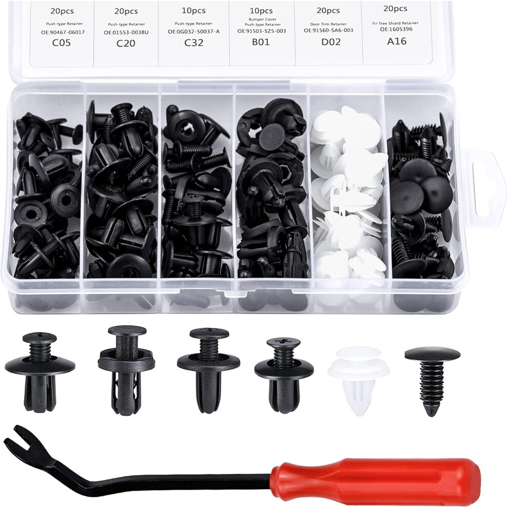 Uni Auto Cars Door Panels Retainer Clips, Dur Quality Car Bumper Fixing Rivets, 100Pcs Nylon Fasteners Rivet Replacement Kit, Includes Disassemble 9190834596860