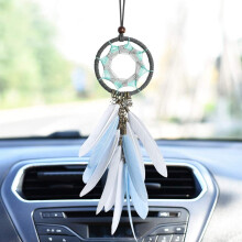 Dream Catcher, Ethical Handcraft with Nature Inspired Design, Boho Car Charms for Rearview Mirror Hanging, Gray, Vintage Style to Enhance Your Car