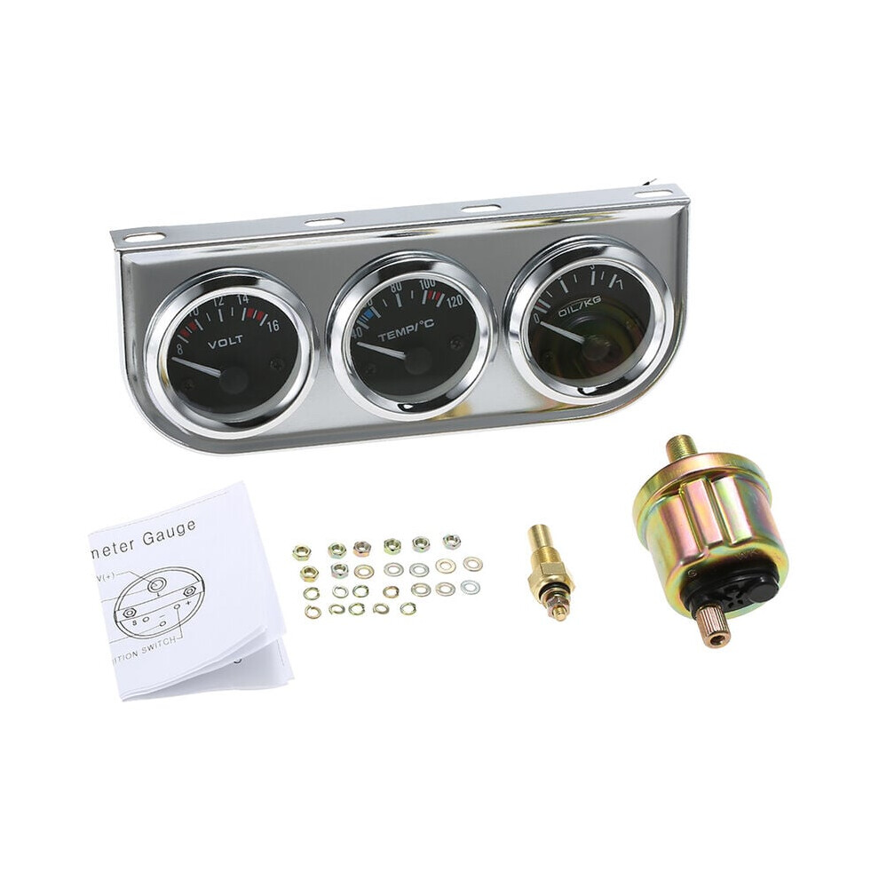 Triple Gauge Set With Illuminating Device, High Sensitivity Volt Meter For Accurate Readings In Any Lighting Condition, Oil Pressure Gauge Ensures 9176269146764