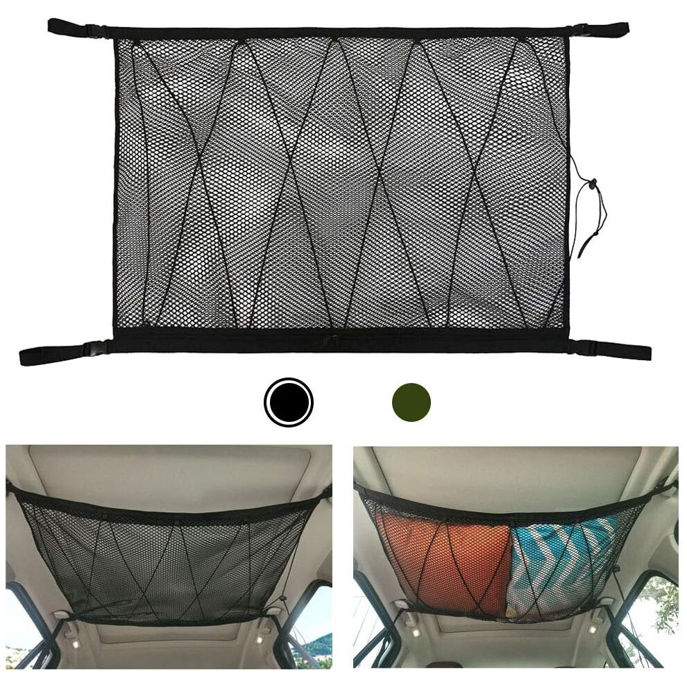 Interior Roof Organizer For Suvs, Double Layer Mesh Ceiling Storage Net With Adj Straps, Dur Mat, And Easy Install For Your Convenience, Space Saving 9190834597317