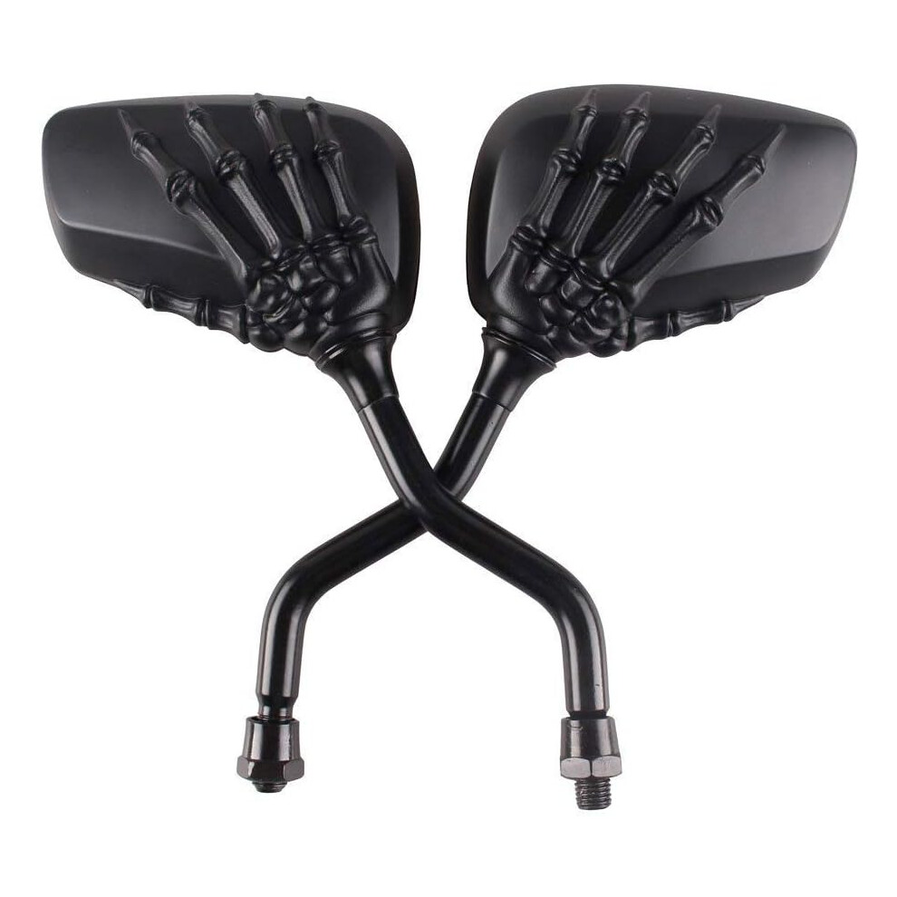Aluminum Alloy Motorcycle Mirror, Skull Claw Universal Convex Rear View With Adjustable Angle For Street Bike, Clear Vision Abs Stainless Steel Case 9190834250489