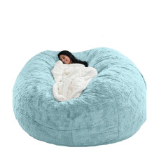 Gigantische zitzakhoes voor de woonkamer, zachte, pluizige imitatiebont ronde loungebank voor volwassenen en kinderen, machinewasbare hoes,