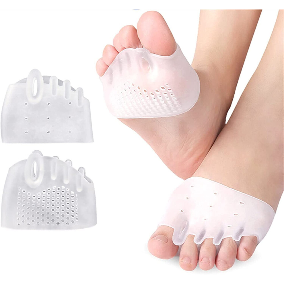 1Pair Toe Separator Thumb Bunion Orthopedic Corrector Hallux Valgus Pedicure Socks Foot Bunion Straightener Adjuster Brace (White)