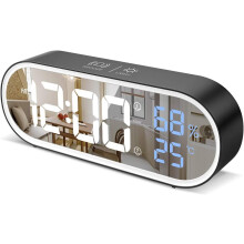 Digitale Wanduhr mit Timerfunktion, automatischer Helligkeitsanpassung, zwei Weckern und Speicherfunktion, Schwarz