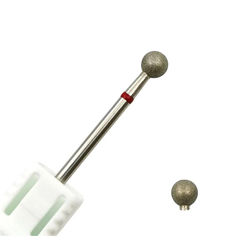 5.0mm Ball Diamond Nail Drill Bit for Cuticle Removal, Fine Burr for Russian Manicure, 2.35mm Shank