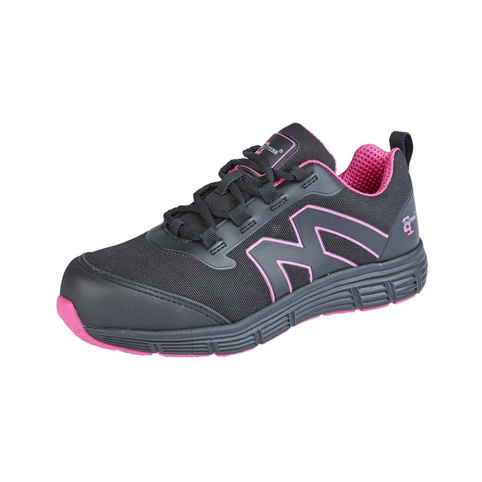 (5 Uk, Black/Hot Pink) Grafters Womens/Ladies Safety Trainers 5059699192560