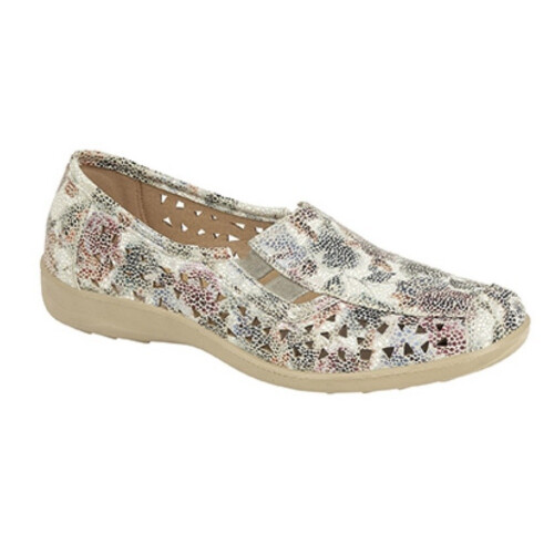 (6 UK, Multi Floral) Boulevard Womens/Ladies Side Gusset Summer Casual Shoes