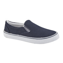 (5 UK, Navy Blue) Dek Boys Gusset Casual Canvas Yachting Shoes