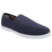 (6 UK, Navy Blue Denim) Scimitar Mens Twin Gusset Slip On Casual Textile Shoes