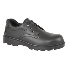 (9 UK, Black) Grafters Mens Plain 3 Eye Shine Leather Safety Shoes