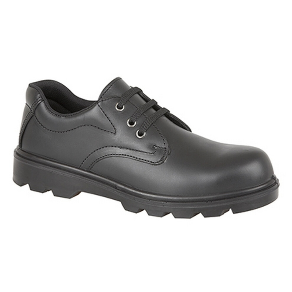 (7 Uk, Black) Grafters Mens Plain 3 Eye Shine Leather Safety Shoes 5054171762118