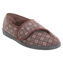 (13 UK, Dark Brown) Comfylux Mens Paul Check Slippers