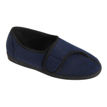 (13 UK, Navy Blue) Comfylux Mens Paul Check Slippers