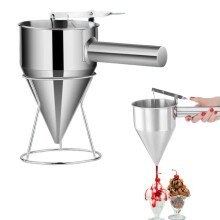 Stainless Steel Funnel Pancake Batter Dispenser Piston 1.2 L Capacity With Handle And Rack Cupcake Batter Dispenser