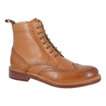 (10 UK, Tan) Woodland Mens Leather Ankle Boots