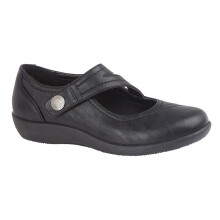 (5 UK, Black) Boulevard Womens/Ladies X Wide EE Fit Touch Fastening Bar Shoe
