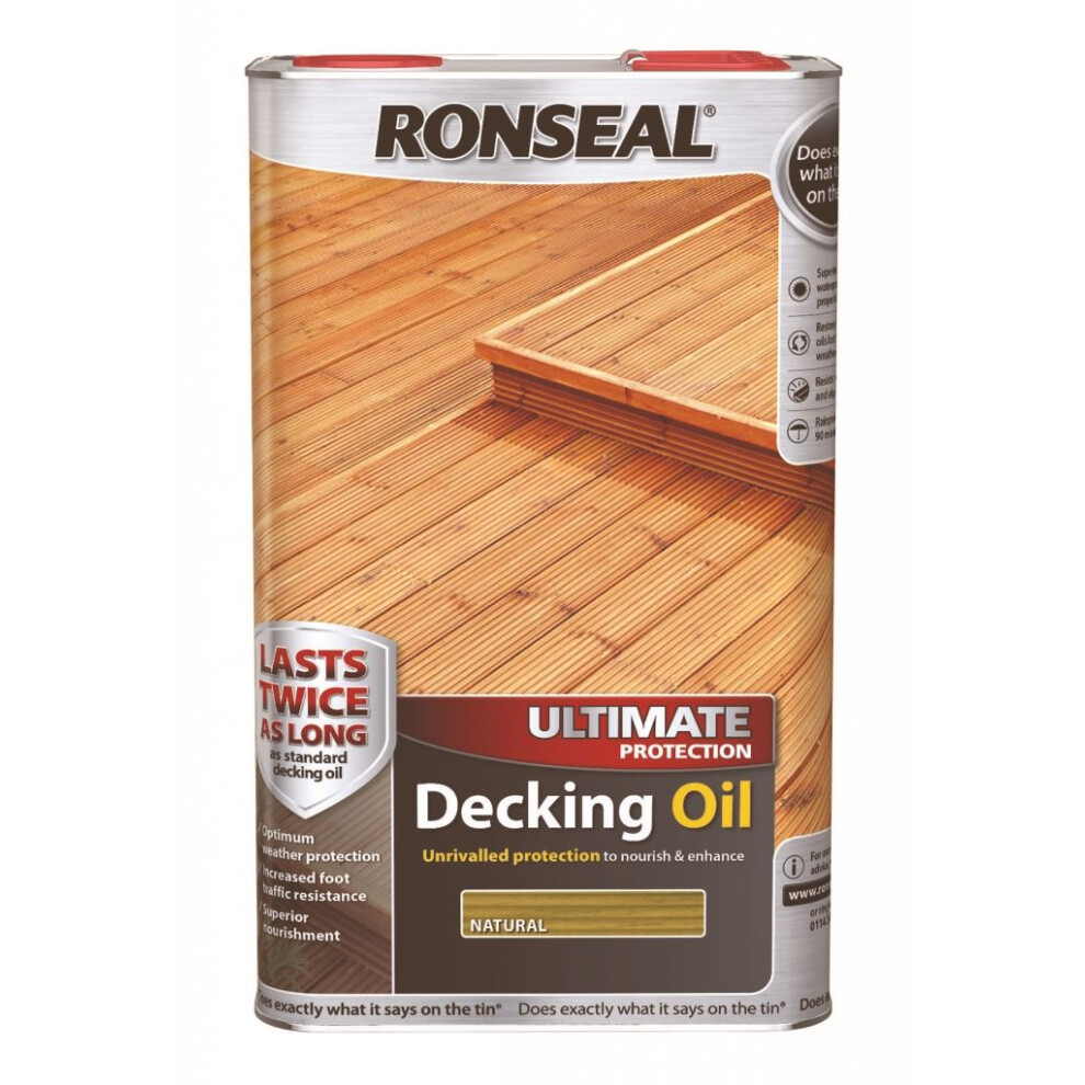 Ronseal 37297 Ultimate Protection Decking Oil Natural 5 Litre