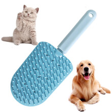 Portable cat comb, gentle grooming tool with ergonomic handle, 20 cm, blue