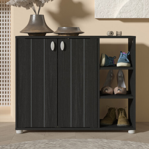Bideford 2 Door Shoe Cabinet Rustick Black Oak
