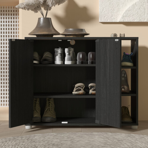 Bideford 2 Door Shoe Cabinet Rustick Black Oak 1