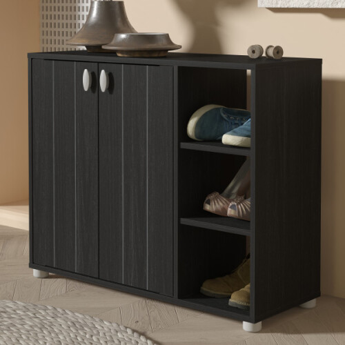 Bideford 2 Door Shoe Cabinet Rustick Black Oak 2