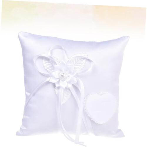 Wedding Ring Pillows, Floral Wedding Square Cushion, White Ring Pillow 2