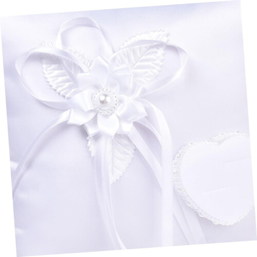 Wedding Ring Pillows, Floral Wedding Square Cushion, White Ring Pillow 1