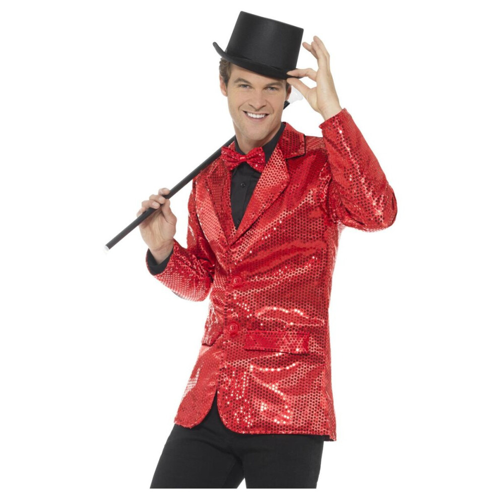 Smiffy's (M, ) Unisex Adult Sequin Costume Jacket Red