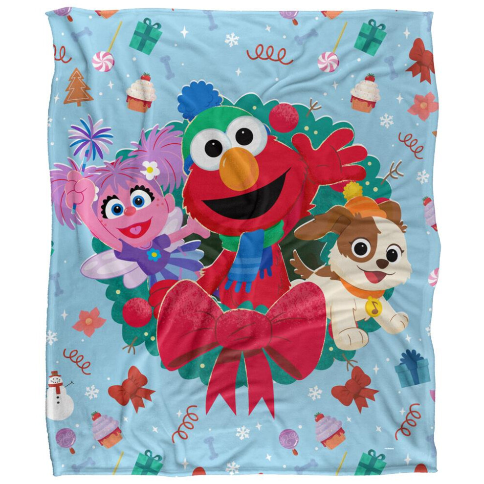 Sesame Street Furry Friends Wreath Blanket Multicoloured