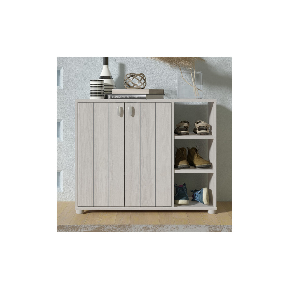 GFW Bideford Grey 2 Door Compact Shoe Cabinet - Image 4