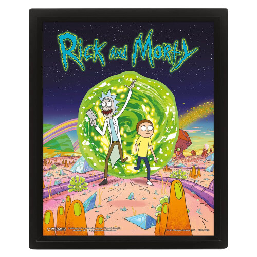 Rick And Morty Rick And Morty Portal 3D Framed Poster