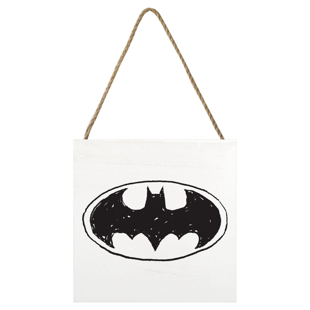 Batman Fun Sketch Logo Wooden Block
