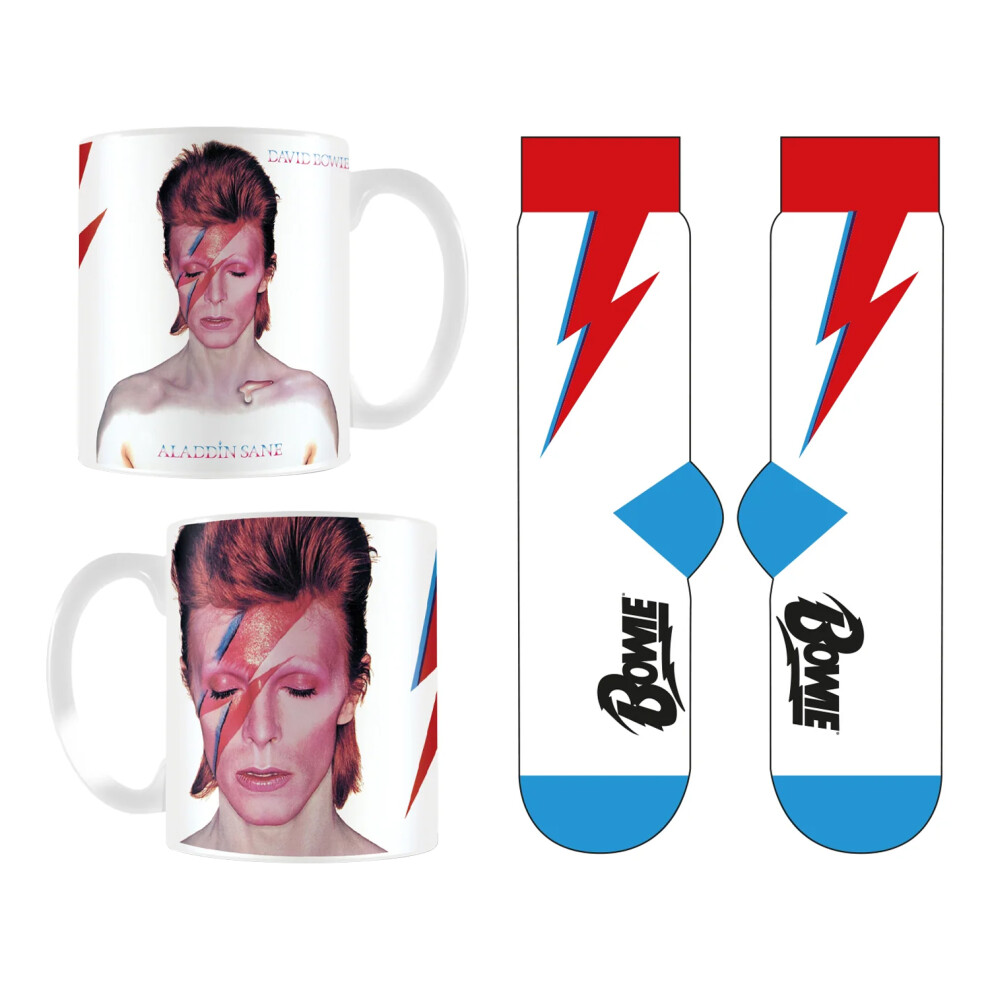 David Bowie Aladdin Sane Lightning Bolt Mug And Sock Set