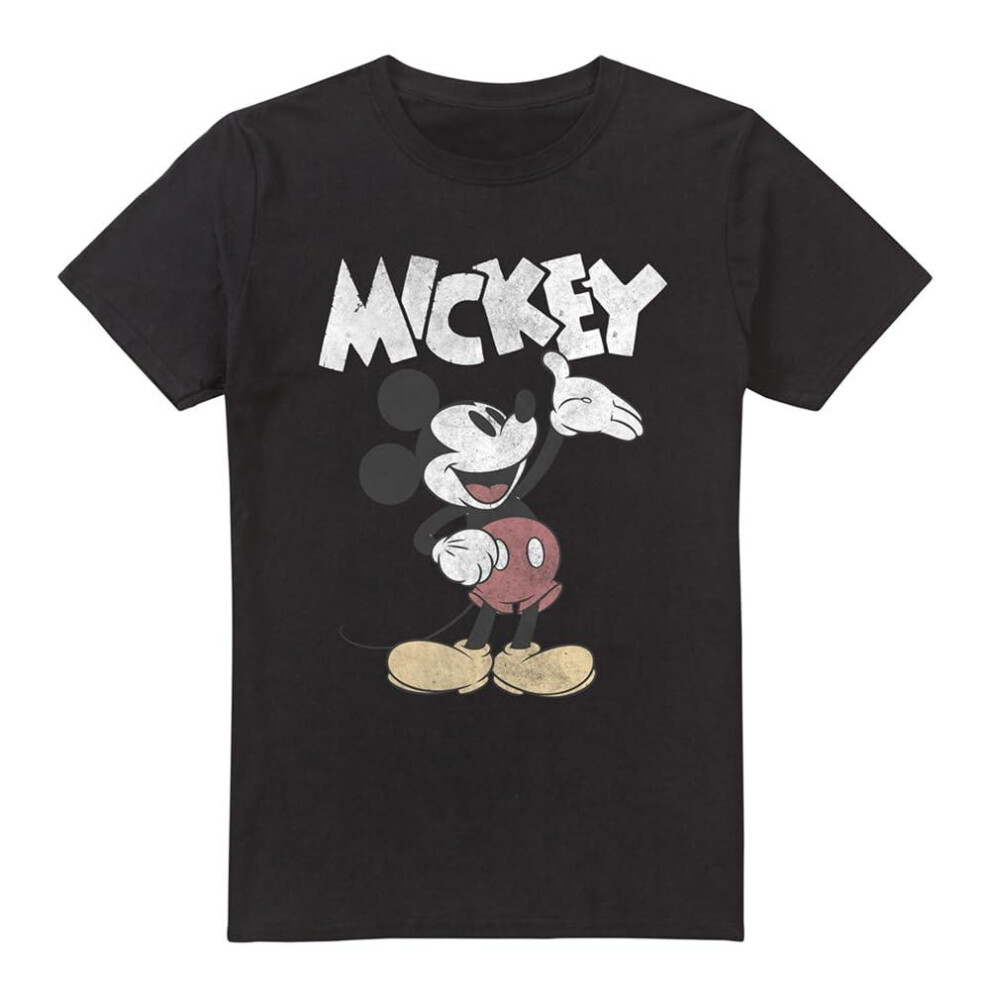 Disney Mens Mickey & Friends Washout T-Shirt Black