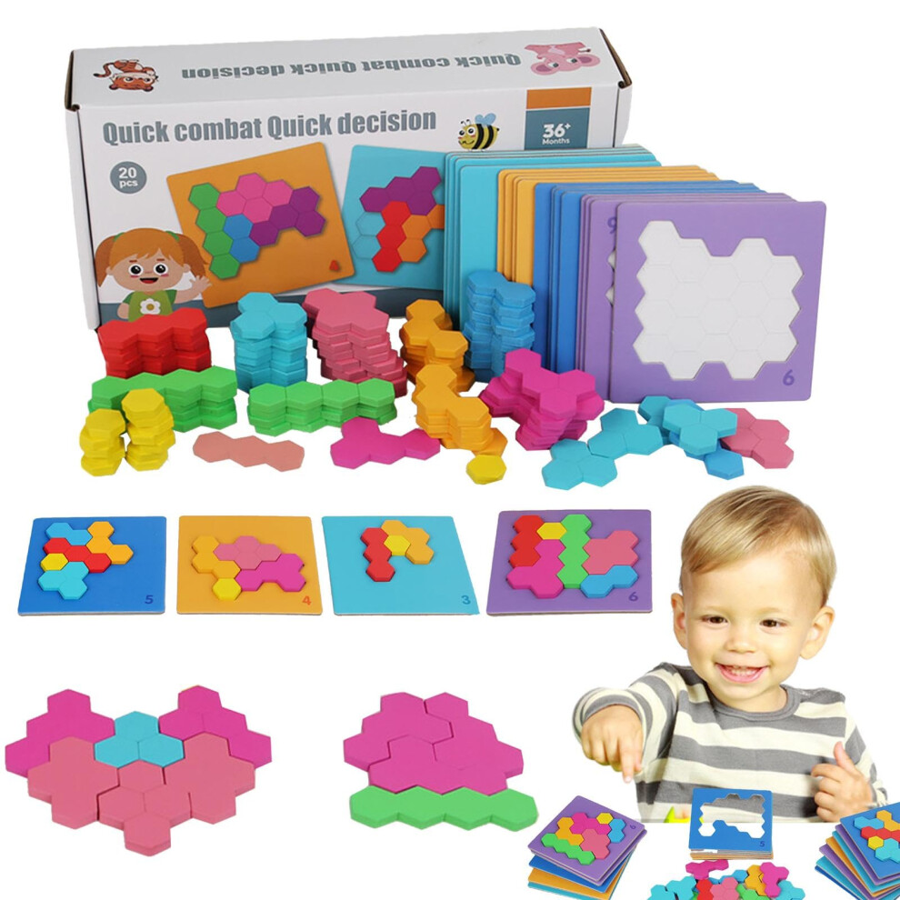 Hexagon puzzle toy, wooden block puzzle – Russian block puzzle made of wood, colorful, fun-image-OPC-PP6CTNG-NEW