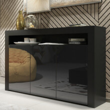 Sideboard 155cm Aether - Black with Gloss Doors