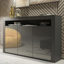 Sideboard 155cm Aether - Dark Grey with Gloss Doors