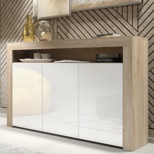 Sideboard 155cm Aether - Oak & White Gloss Doors