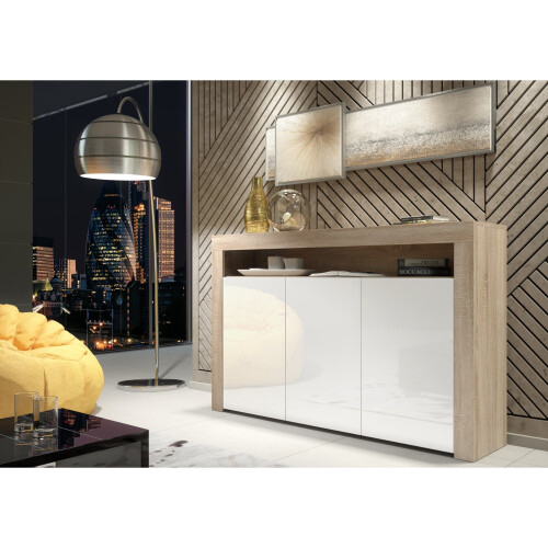 Sideboard 155cm Aether - Oak & White Gloss Doors 1